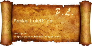 Peska Lukács névjegykártya